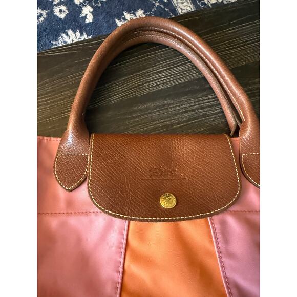 Longchamp XL Pink and Orange Top Handle Duffle Tote - Picture 3 of 16